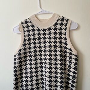 LOFT Black and Cream Knit Sweater Vest
